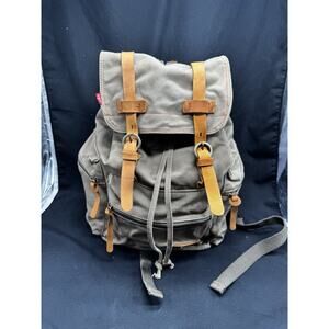 Augur Strauss Jans Canvas Leather Laptop Backpack Brown Distressed Boho Hiking